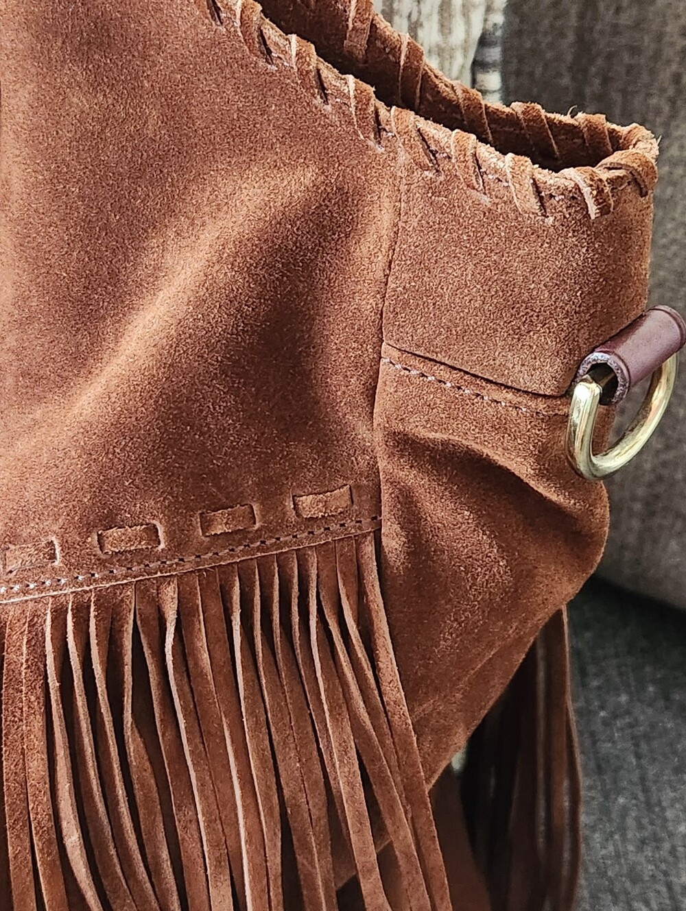 🔴SOLD🔴🐎RARE Ralph Lauren🐎 - Brown Suede Fringe Hobo Bag w/Crossbody Strap - Picture 10 of 15